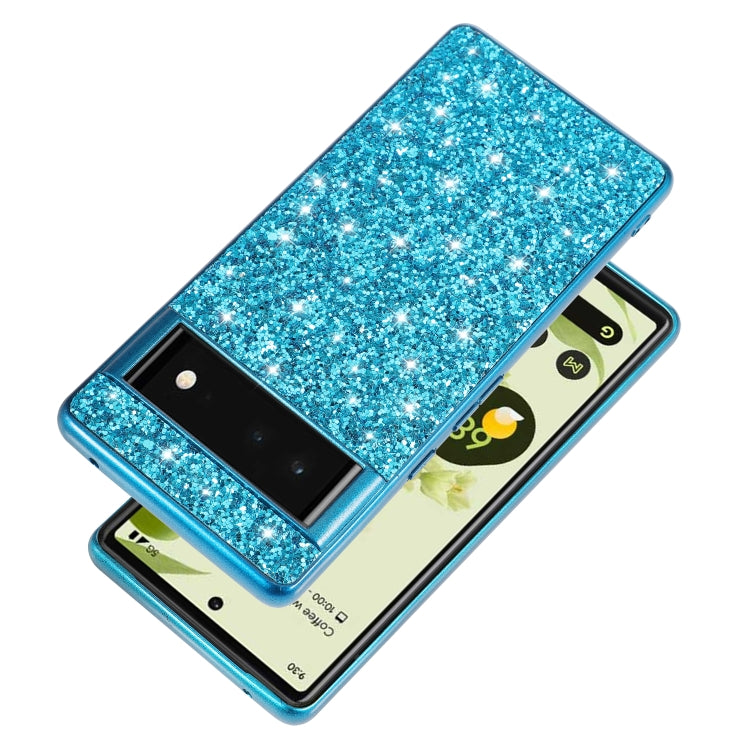 For Google Pixel 7 / 7 Pro Glitter Powder Shockproof TPU Phone Case(Blue) - Google Cases by PMC Jewellery | Online Shopping South Africa | PMC Jewellery