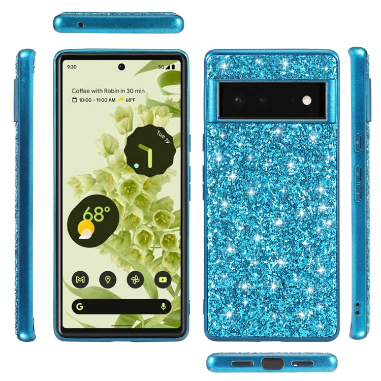 For Google Pixel 7 / 7 Pro Glitter Powder Shockproof TPU Phone Case(Blue) - Google Cases by PMC Jewellery | Online Shopping South Africa | PMC Jewellery