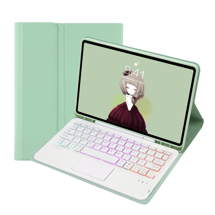 For Samsung Galaxy Tab S8 / S7 A700B-AS Candy Color Backlight Bluetooth Keyboard Leather Tablet Case(Light Green) - Samsung Keyboard by PMC TechLife | Online Shopping South Africa | PMC TechLife