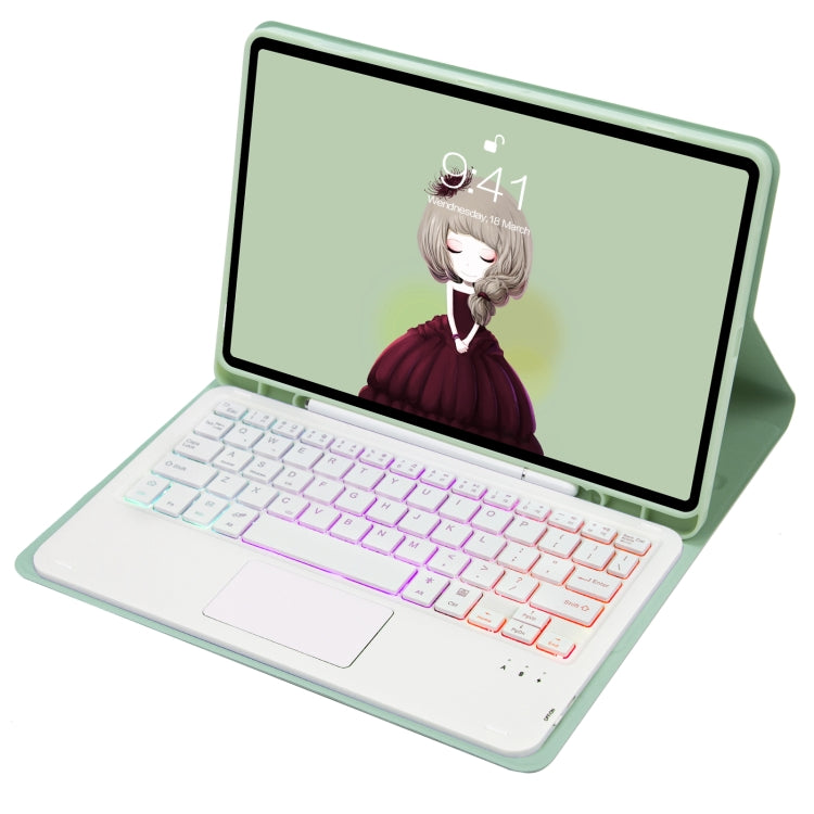 For Samsung Galaxy Tab S8 / S7 A700B-AS Candy Color Backlight Bluetooth Keyboard Leather Tablet Case(Light Green) - Samsung Keyboard by PMC TechLife | Online Shopping South Africa | PMC TechLife