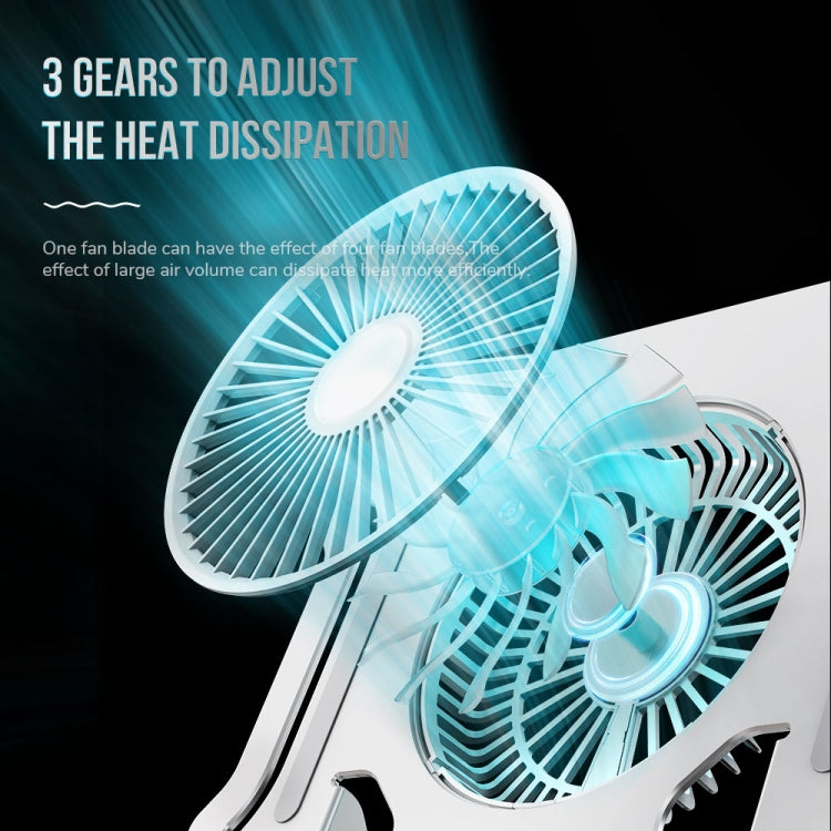 R-JUST BJ01-5 Laptop Foldable Lift Bracket with Fan(Silver) - Laptop Stand by R-JUST | Online Shopping South Africa | PMC TechLife | Buy Now Pay Later Mobicred