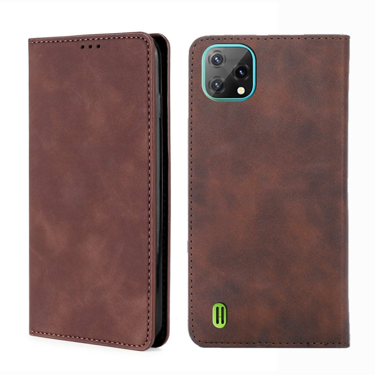 For Blackview A55 Pro Skin Feel Magnetic Horizontal Flip Leather Phone Case(Dark Brown) - More Brand by PMC Jewellery | Online Shopping South Africa | PMC Jewellery | Buy Now Pay Later Mobicred