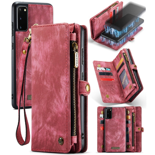 For Galaxy S20 CaseMe Detachable Multifunctional Horizontal Flip Leather Case, with Card Slot & Holder & Zipper Wallet & Photo Frame(Red) - Galaxy Phone Cases by CaseMe | Online Shopping South Africa | PMC Jewellery | Buy Now Pay Later Mobicred