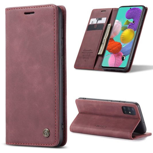 For Galaxy A51 CaseMe Multifunctional Horizontal Flip Leather Case, with Card Slot & Holder & Wallet(Wine Red) - Galaxy Phone Cases by CaseMe | Online Shopping South Africa | PMC Jewellery | Buy Now Pay Later Mobicred