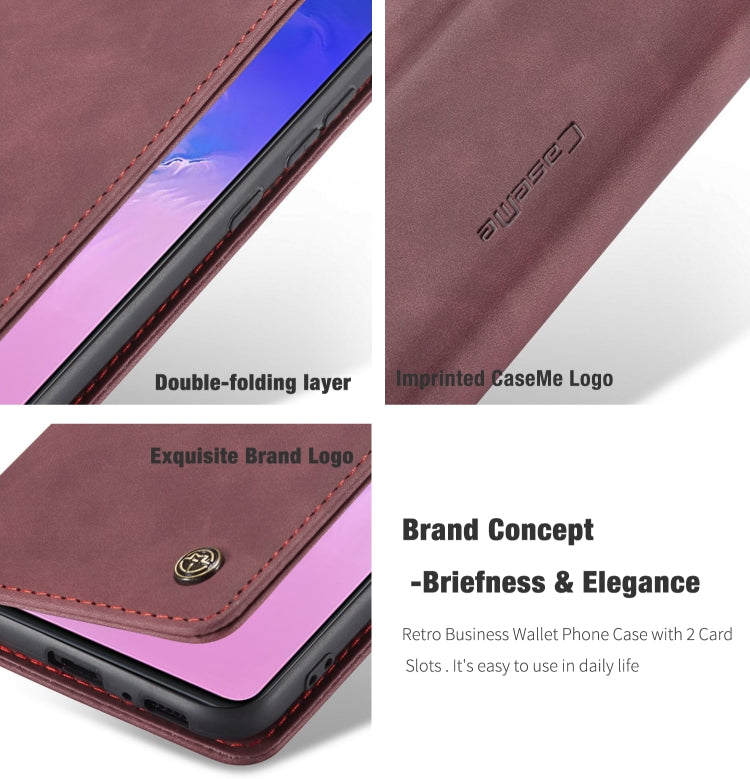 For Galaxy A91 / S10 Lite CaseMe Multifunctional Horizontal Flip Leather Case, with Card Slot & Holder & Wallet(Wine Red) - Galaxy Phone Cases by CaseMe | Online Shopping South Africa | PMC Jewellery | Buy Now Pay Later Mobicred