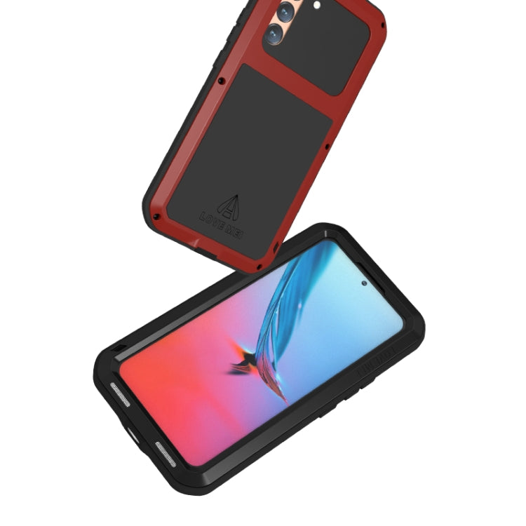 For Samsung Galaxy S22  LOVE MEI Metal Shockproof Waterproof Dustproof Protective Phone Case with Glass(Red) - Galaxy S22 5G Cases by LOVE MEI | Online Shopping South Africa | PMC Jewellery | Buy Now Pay Later Mobicred