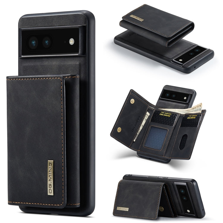 For Google Pixel 6A DG.MING M1 Series 3-Fold Multi Card Wallet + Magnetic Phone Case(Black) - Google Cases by DG.MING | Online Shopping South Africa | PMC TechLife | Buy Now Pay Later Mobicred