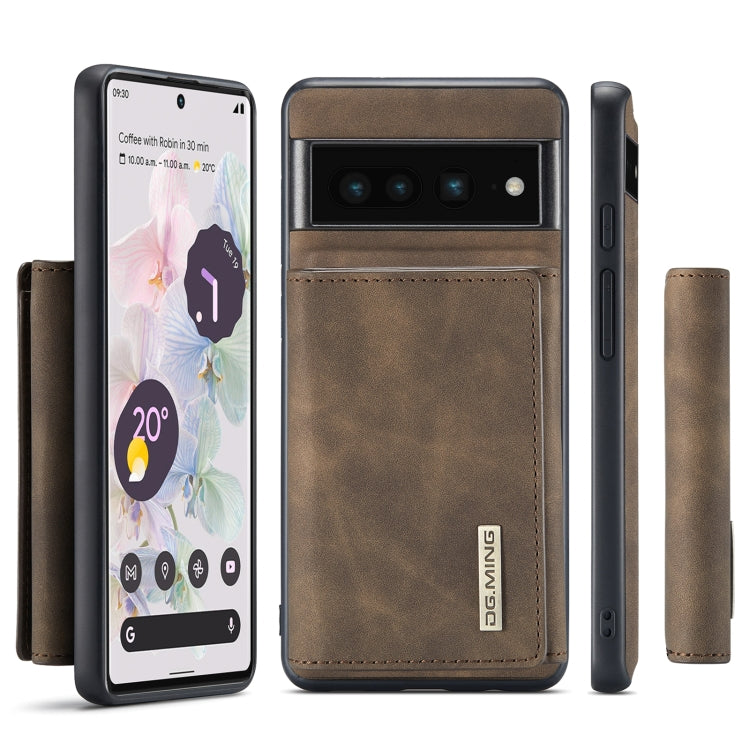 For Google Pixel 7 Pro 5G DG.MING M1 Series 3-Fold Multi Card Wallet + Magnetic Phone Case(Coffee) - free shipping - PMC TechLife - Order now!