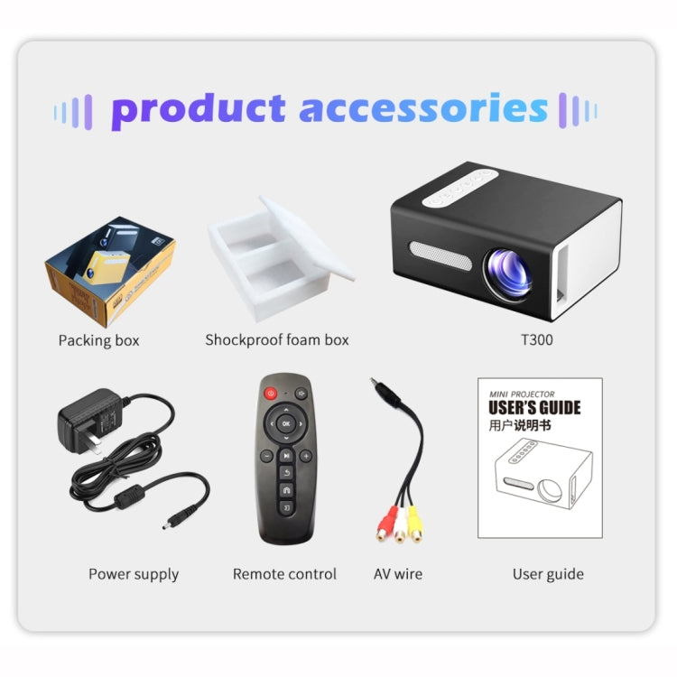 T300 25ANSI LED Portable Home Multimedia Game Projector, Plug Type:UK Plug(Yellow) - LED Projector by PMC TechLife | Online Shopping South Africa | PMC TechLife | Buy Now Pay Later Mobicred