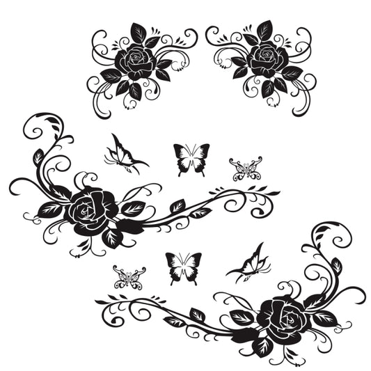 2 PCS/Set D-72 Butterfly Love Flower Pattern Car Modified Decorative Sticker(Black) - Decorative Sticker by PMC Jewellery | Online Shopping South Africa | PMC Jewellery | Buy Now Pay Later Mobicred