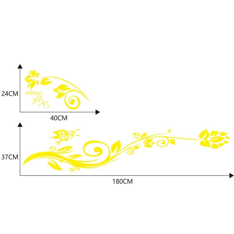 2 PCS/Set D-251 Butterfly Love Flowers Pattern Car Modified Decorative Sticker(Yellow) - Decorative Sticker by PMC Jewellery | Online Shopping South Africa | PMC Jewellery | Buy Now Pay Later Mobicred