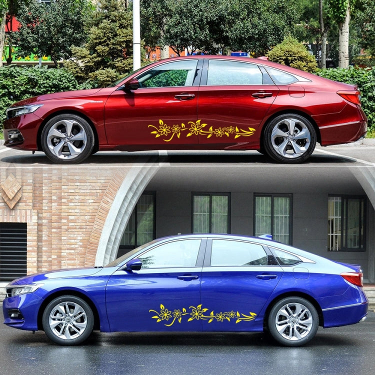 2 PCS/Set D-378 Flower Totem Pattern Car Modified Decorative Sticker(Yellow) - Decorative Sticker by PMC Jewellery | Online Shopping South Africa | PMC Jewellery | Buy Now Pay Later Mobicred