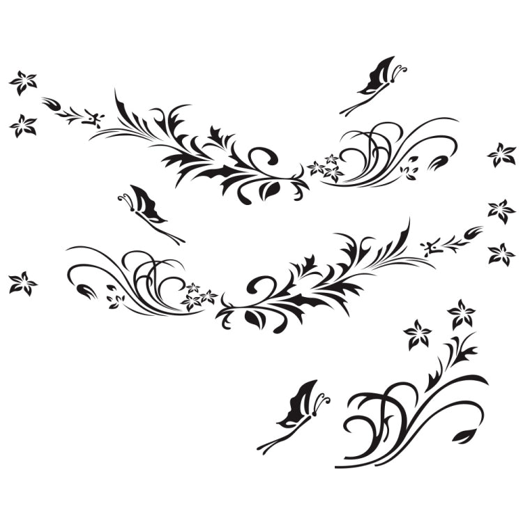 D-462 Butterfly Loves Flowers Pattern Car Modified Decorative Sticker(Black) - Decorative Sticker by PMC TechLife | Online Shopping South Africa | PMC TechLife | Buy Now Pay Later Mobicred