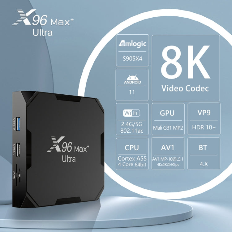 X96 Max+ Ultra 4GB+64GB Amlogic S905X4 8K Smart TV BOX Android 11.0 Media Player, Plug Type:UK Plug - Others by PMC Jewellery | Online Shopping South Africa | PMC Jewellery | Buy Now Pay Later Mobicred