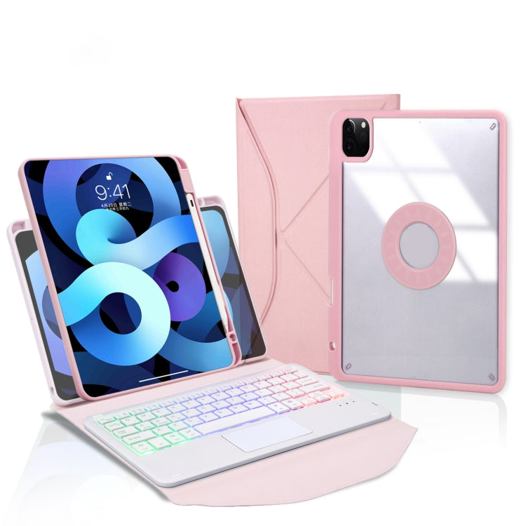 Z11B-AS Pen Slot Touchpad Backlight Bluetooth Keyboard Leather Tablet Case For iPad Pro 11 2021/2020/2018(Pink) - For iPad Pro by PMC Jewellery | Online Shopping South Africa | PMC Jewellery