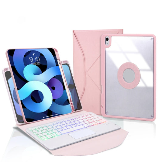 Z098B-AS Pen Slot Touchpad Backlight Bluetooth Keyboard Leather Tablet Case For iPad Air 10.9 2022/2020(Pink) - For iPad Air by PMC Jewellery | Online Shopping South Africa | PMC Jewellery