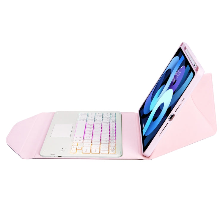 Z098B-AS Pen Slot Touchpad Backlight Bluetooth Keyboard Leather Tablet Case For iPad Air 10.9 2022/2020(Pink) - For iPad Air by PMC Jewellery | Online Shopping South Africa | PMC Jewellery