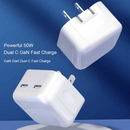 PD 50W Dual USB-C / Type-C Ports Charger(US Plug) - USB Charger by PMC Jewellery | Online Shopping South Africa | PMC Jewellery | Buy Now Pay Later Mobicred