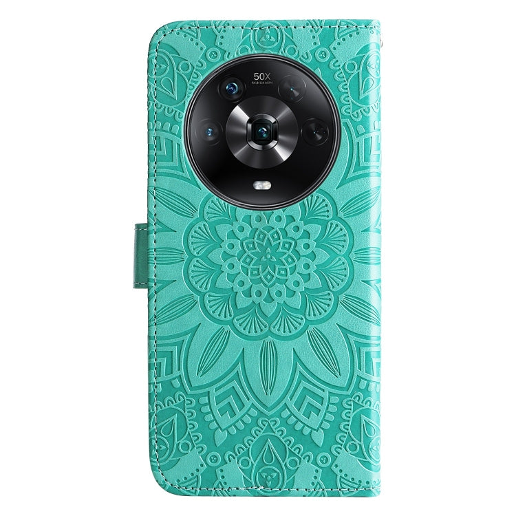 For Honor Magic4 / Magic4 Pro Embossed Sunflower Leather Phone Case(Green) - Honor Cases by PMC Jewellery | Online Shopping South Africa | PMC Jewellery