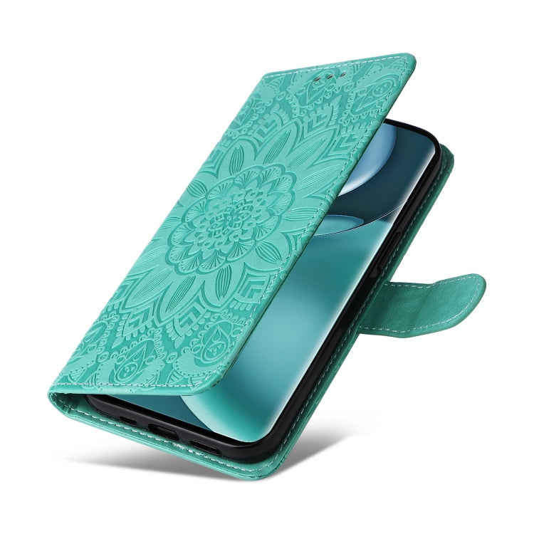 For Honor Magic4 / Magic4 Pro Embossed Sunflower Leather Phone Case(Green) - Honor Cases by PMC Jewellery | Online Shopping South Africa | PMC Jewellery