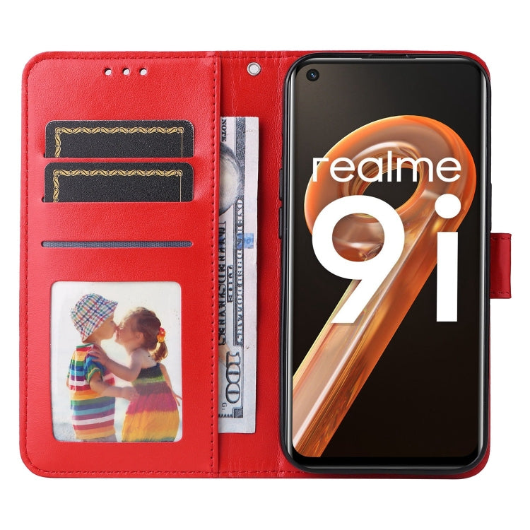 For OPPO Realme 9i / A36 4G / A76 4G Embossed Sunflower Leather Phone Case(Red) - Realme Cases by PMC Jewellery | Online Shopping South Africa | PMC Jewellery | Buy Now Pay Later Mobicred