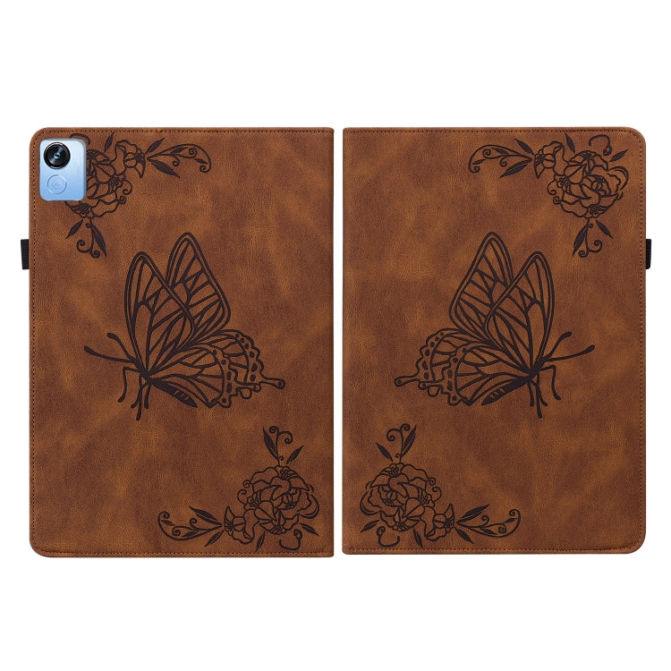 For Realme Pad X Butterfly Flower Embossed Leather Tablet Case(Brown) - Realme by PMC TechLife | Online Shopping South Africa | PMC TechLife | Buy Now Pay Later Mobicred