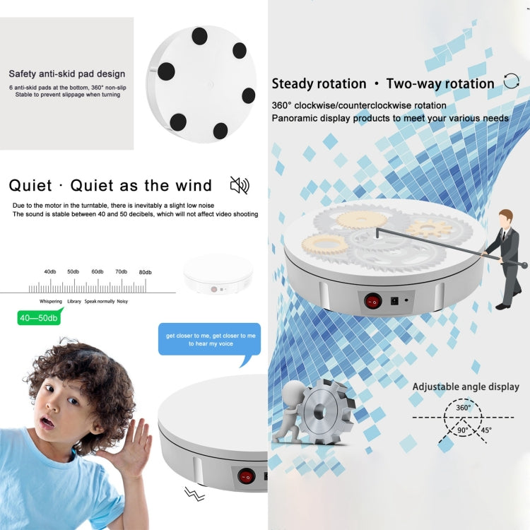 22cm Charging Rotating Display Stand Video Shooting Turntable, Load: 50kg, Power Plug:EU Plug(White) -  by PMC TechLife | Online Shopping South Africa | PMC TechLife | Buy Now Pay Later Mobicred
