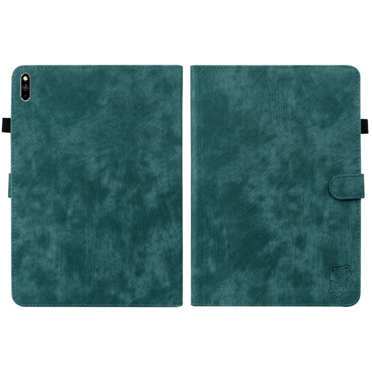 For Huawei MatePad Pro 10.8 2021/2018 Tiger Pattern PU Tablet Case(Dark Green) - Huawei by PMC TechLife | Online Shopping South Africa | PMC TechLife | Buy Now Pay Later Mobicred