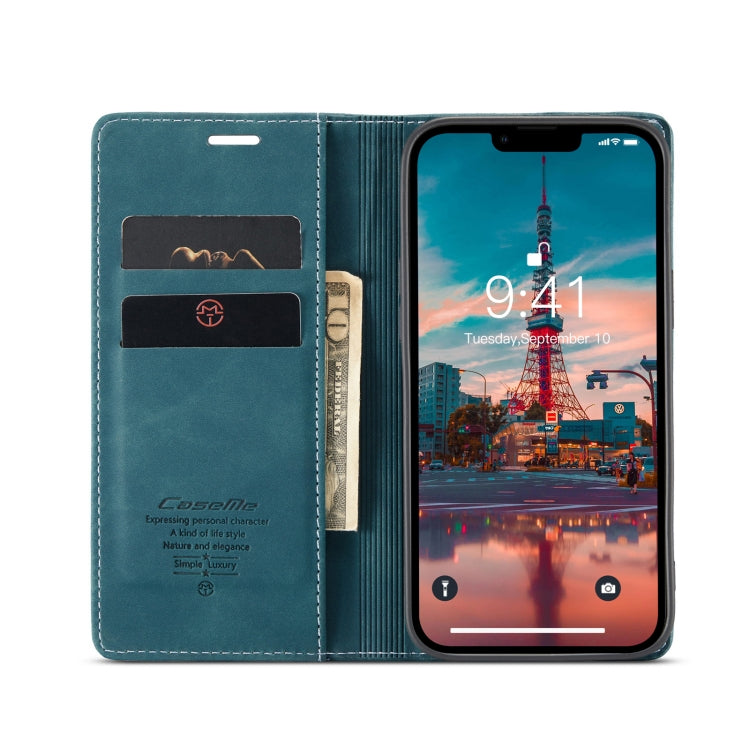 For iPhone 14 Plus CaseMe-013 Multifunctional Retro Frosted Leather Phone Case (Blue) - iPhone 14 Plus Cases by CaseMe | Online Shopping South Africa | PMC Jewellery | Buy Now Pay Later Mobicred