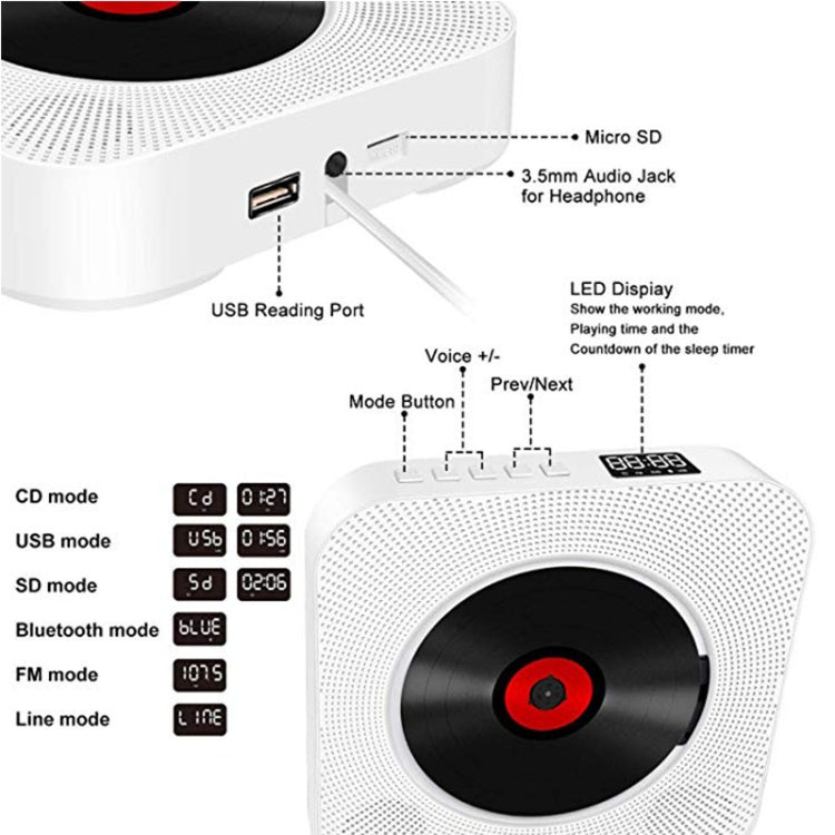 Kecag KC-809 10W Portable Bluetooth Album CD Player Player(Black) - DVD & LCD Player by Kecag | Online Shopping South Africa | PMC Jewellery | Buy Now Pay Later Mobicred