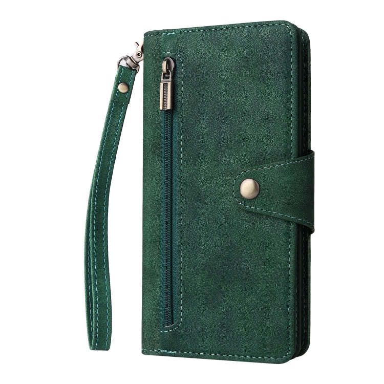 For Google Pixel 6a Rivet Buckle 9 Cards Three Fold Leather Phone Case(Green) - free shipping - PMC TechLife - Order now!