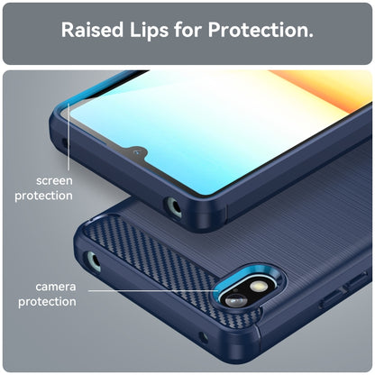 For Sony Xperia Ace III Brushed Texture Carbon Fiber TPU Phone Case(Blue) - Sony Cases by PMC Jewellery | Online Shopping South Africa | PMC Jewellery