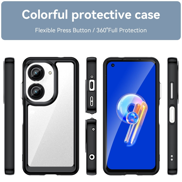 For Asus ZenFone 9 Colorful Series Acrylic + TPU Phone Case(Black) - ASUS Cases by PMC Jewellery | Online Shopping South Africa | PMC Jewellery