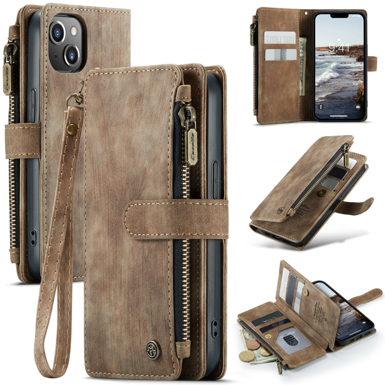 For iPhone 14 CaseMe C30 Multifunctional Phone Leather Case (Brown) - iPhone 14 Cases by CaseMe | Online Shopping South Africa | PMC Jewellery | Buy Now Pay Later Mobicred