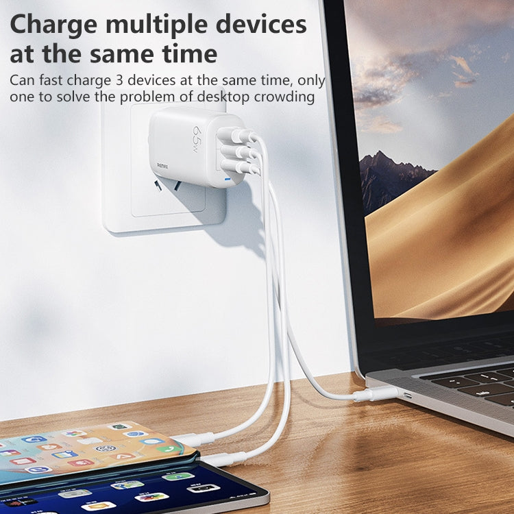 REMAX RP-U55 Territory Series 65W USB+Dual USB-C / Type-C Interface Fast Charger, Specification:CN Plug(White) - USB Charger by REMAX | Online Shopping South Africa | PMC Jewellery | Buy Now Pay Later Mobicred