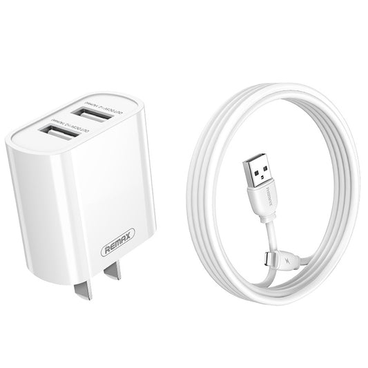 REMAX RP-U35 Jane Series 2.1A Dual USB Port Fast Charger Set, Cable:8 Pin(CN Plug) - USB Charger by REMAX | Online Shopping South Africa | PMC Jewellery | Buy Now Pay Later Mobicred