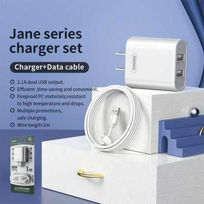 REMAX RP-U35 Jane Series 2.1A Dual USB Port Fast Charger Set, Cable:8 Pin(CN Plug) - USB Charger by REMAX | Online Shopping South Africa | PMC Jewellery | Buy Now Pay Later Mobicred