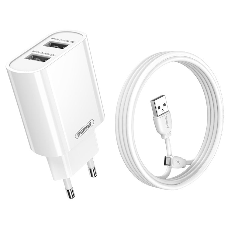 REMAX RP-U35 Jane Series 2.1A Dual USB Port Fast Charger Set, Cable:Micro USB(EU Plug) - USB Charger by REMAX | Online Shopping South Africa | PMC Jewellery | Buy Now Pay Later Mobicred