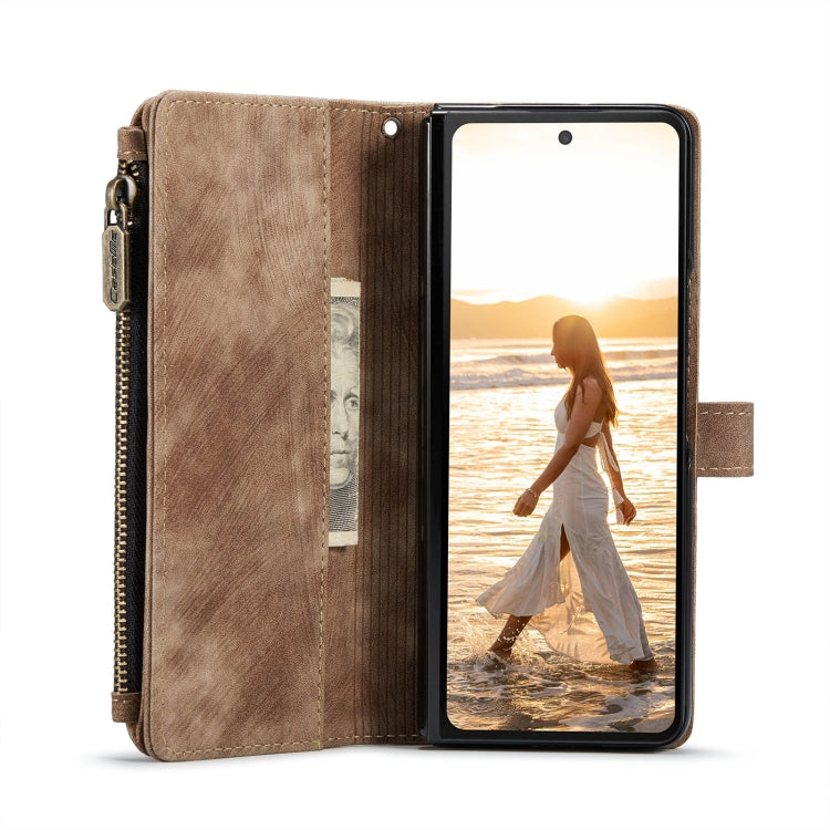 For Samsung Galaxy Z Fold6 5G CaseMe C30 Multifunctional Card Slots Zipper Phone Leather Phone Case(Brown) - Galaxy Z Fold6 5G Cases by CaseMe | Online Shopping South Africa | PMC Jewellery | Buy Now Pay Later Mobicred