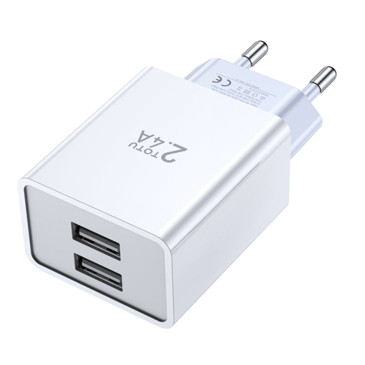 TOTU Joe Series Dual USB Ports Travel Charger, Plug Type:EU Plug(White) - USB Charger by TOTUDESIGN | Online Shopping South Africa | PMC Jewellery | Buy Now Pay Later Mobicred