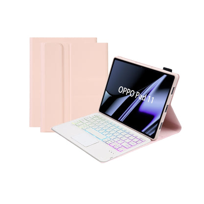 OP11-AS Lambskin Texture Ultra-thin Bluetooth Keyboard Leather Case with Touchpad & Backlight For OPPO Pad 11 inch(Pink) - Others Keyboard by PMC Jewellery | Online Shopping South Africa | PMC Jewellery