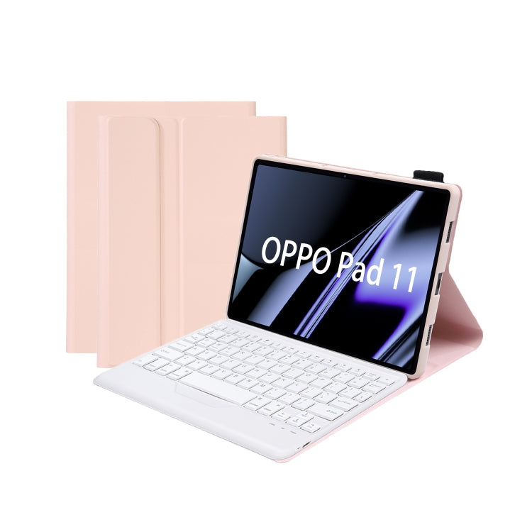 OP11-B Lambskin Texture Ultra-thin Bluetooth Keyboard Leather Case For OPPO Pad 11 inch(Pink) - Others Keyboard by PMC Jewellery | Online Shopping South Africa | PMC Jewellery