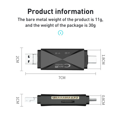 ADS-218 8 Pin+USB+Type-C Multi-function Card Reader(Black) -  by PMC Jewellery | Online Shopping South Africa | PMC Jewellery | Buy Now Pay Later Mobicred