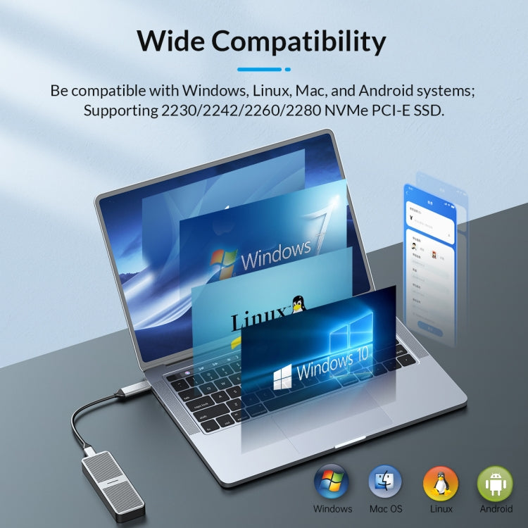 ORICO M224C3-U4-SV M.2 NVME 40Gbps SSD Enclosure(Silver) - HDD Enclosure by ORICO | Online Shopping South Africa | PMC TechLife | Buy Now Pay Later Mobicred