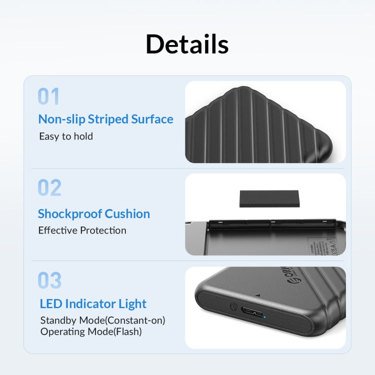 ORICO 25PW1C-C3 Type-C to Type-C 2.5 inch External Storage Hard Drive Case(Black) - free shipping - PMC Jewellery - Order now!