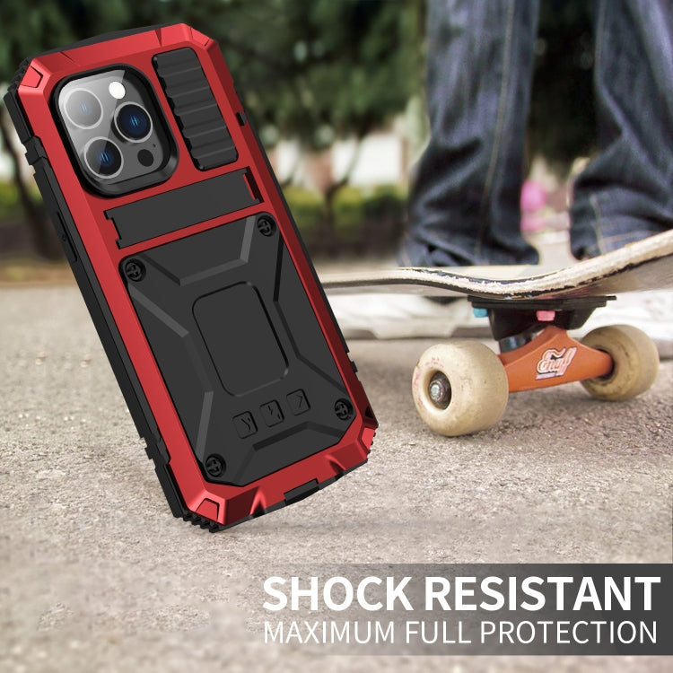 For iPhone 14 Pro R-JUST Shockproof Waterproof Dust-proof Case with Holder(Red) - iPhone 14 Pro Cases by R-JUST | Online Shopping South Africa | PMC Jewellery | Buy Now Pay Later Mobicred