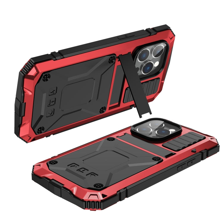 For iPhone 14 Pro Max R-JUST Shockproof Waterproof Dust-proof Case with Holder (Red) - iPhone 14 Pro Max Cases by R-JUST | Online Shopping South Africa | PMC TechLife | Buy Now Pay Later Mobicred