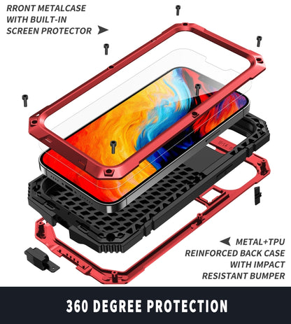 For iPhone 14 Plus R-JUST Shockproof Waterproof Dust-proof Case with Holder (Red) - iPhone 14 Plus Cases by R-JUST | Online Shopping South Africa | PMC Jewellery | Buy Now Pay Later Mobicred