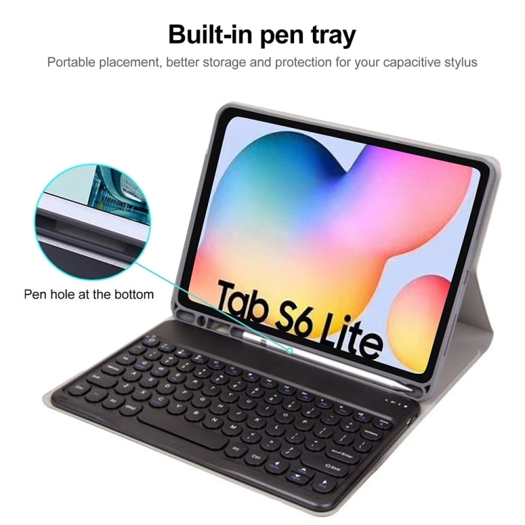 Round Cap Bluetooth Keyboard Leather Case with Pen Slot, without Touchpad For Samsung Galaxy Tab S7(Gold+White Keyboard) - Samsung Keyboard by PMC Jewellery | Online Shopping South Africa | PMC Jewellery