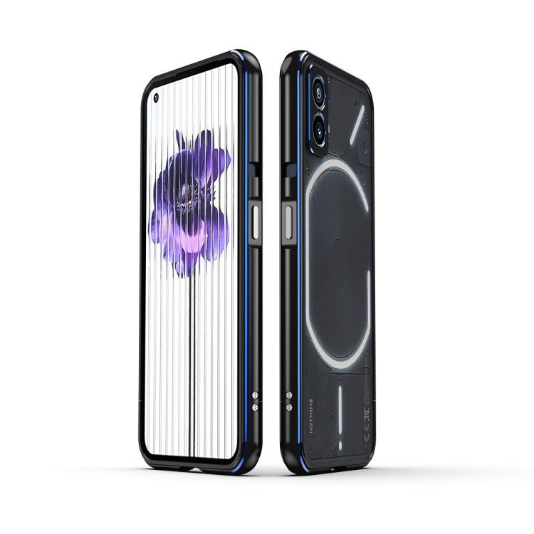 For Nothing Phone 1 Aurora Series Lens Protector + Metal Frame Protective Phone Case(Black Blue) - More Brand by PMC TechLife | Online Shopping South Africa | PMC TechLife | Buy Now Pay Later Mobicred